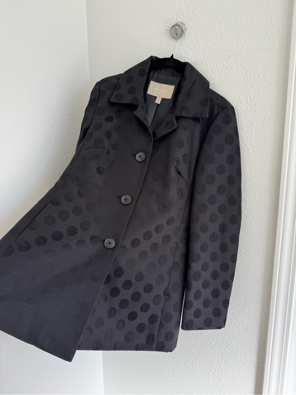 Banana Republic Black Polka Dot Trench Coat